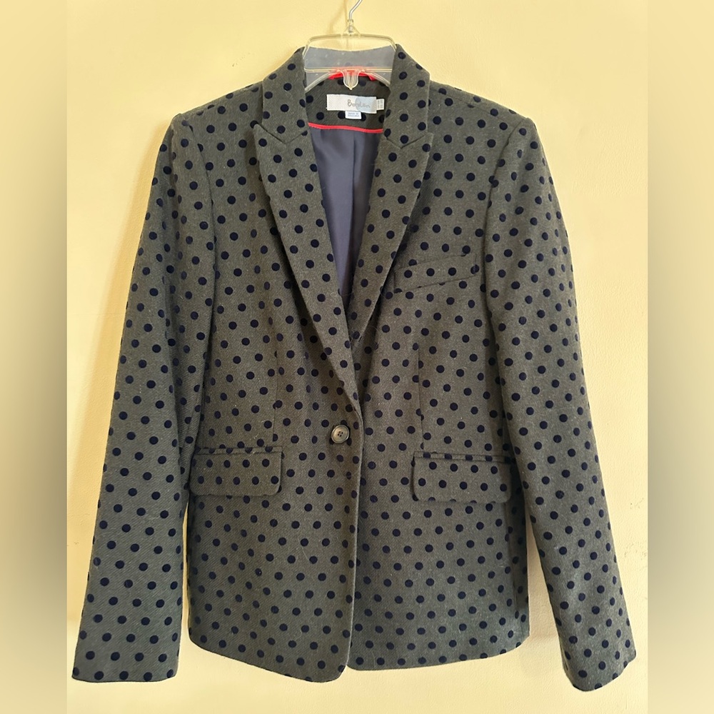 Boden Olive and Black Polka Dot Blazer